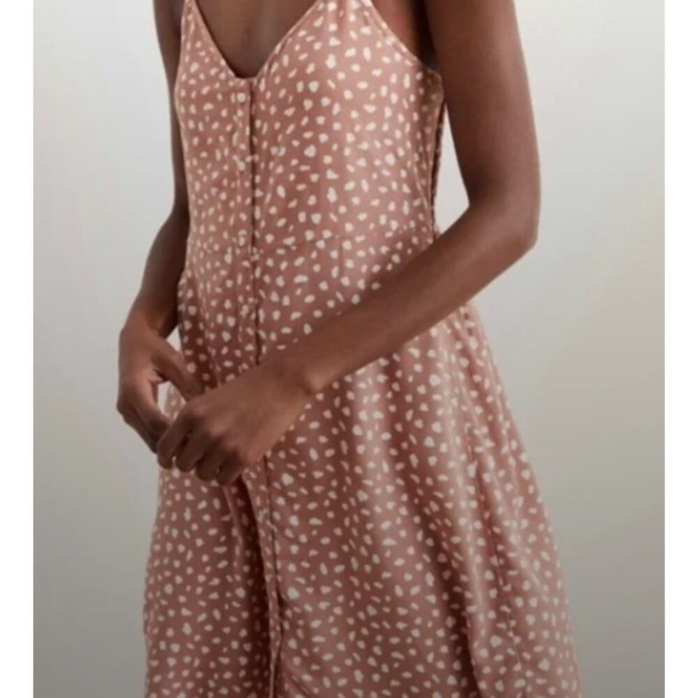 Aerie Beige Smocked Button Down Dress Size M